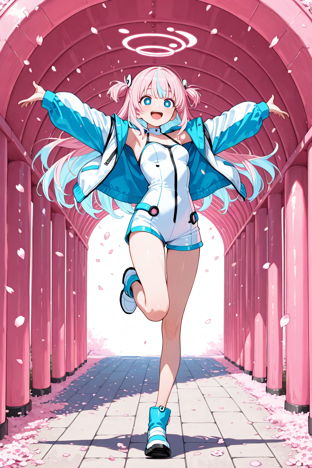 桜のトンネルを走る