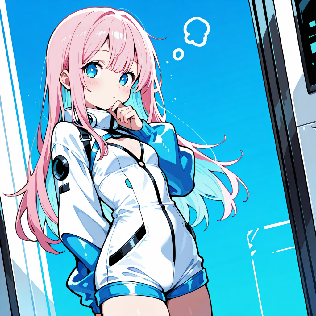 サクラが考え込んでいるイラスト