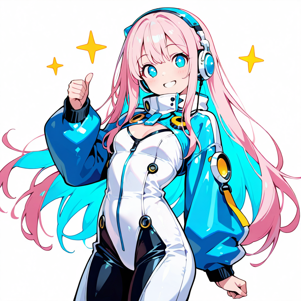 サクラがイヤホンを装着して嬉しそうなイラスト