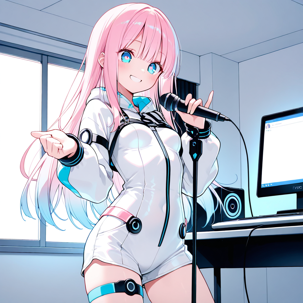 サクラがマイクを紹介するイラスト